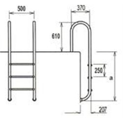 RVS trap smal model 4 treden, met instorthulzen en rozetten (AISI 304)