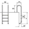 RVS trap smal model 4 treden, met instorthulzen en rozetten (AISI 304)