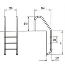 RVS trap wijd model 5 treden, met instorthulzen en rozetten (AISI 304)