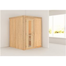 Systeemsauna Karibu Norin - 151 X 151 X 198CM + 4,5kW Kachel met Digitale besturing