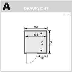 Systeemsauna Karibu Norin - 151 X 151 X 198CM + 4,5kW Kachel met Digitale besturing