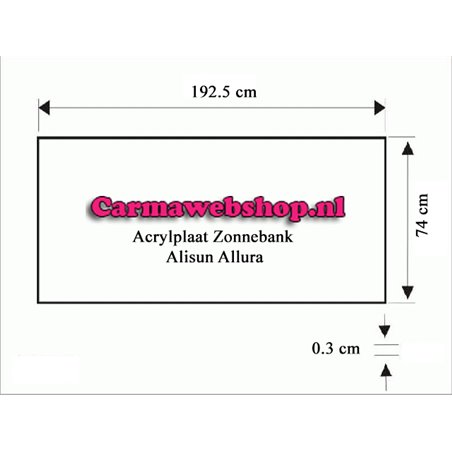 Acrylplaat bank -  Alisun Allura - 192,5 X 74 X 0,3 CM