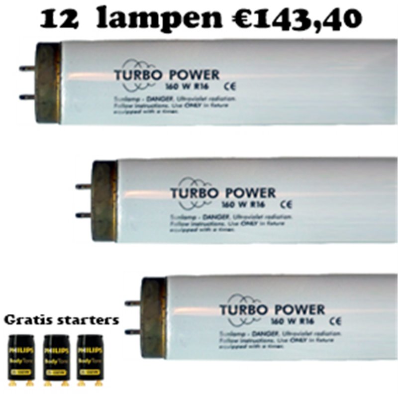 12 X Lighttech Turbo Power 100 Watt - Actie Pakket + Gratis Starters
