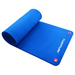 Tunturi Pro Fitnessmat - Yogamat - Gymnastiekmat - Oefenmat - 180 cm x 60 cm x 1,5 cm - Blauw - incl. gratis fitness app