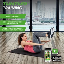 Tunturi Pro Fitnessmat - Yogamat - Gymnastiekmat - Oefenmat - 140x60x1,5cm - Zwart - Incl. gratis fitness app
