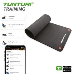 Tunturi Pro Fitnessmat - Yogamat - Gymnastiekmat - Oefenmat - 180x60x1,5cm - Zwart - Incl. gratis fitness app