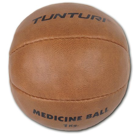 Tunturi  Medicine Ball - Medicijnbal - Functional Training ball - 1 kg - Bruin kunstleder - incl. gratis fitness app