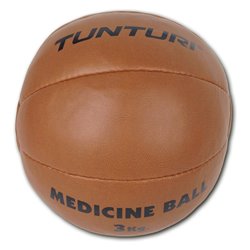 Tunturi Medicijnbal - Medicine Ball - Wall Ball  - 3kg - Kunstleder - Bruin - incl. gratis fitness app