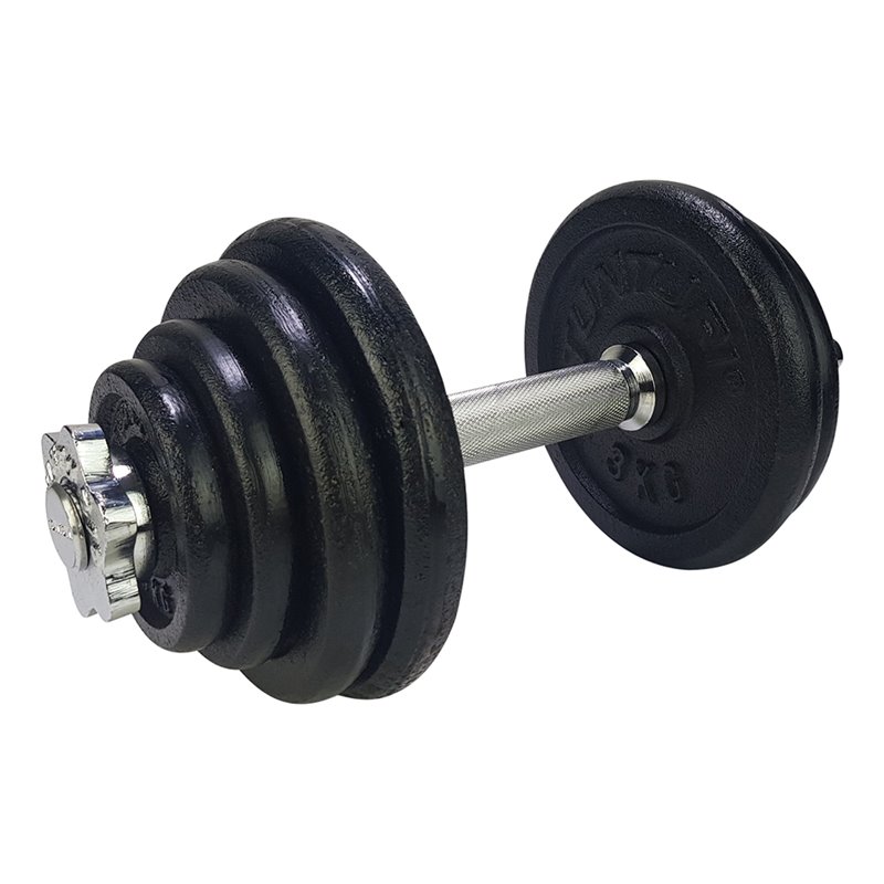 Tunturi Gewichten - Halterset - Dumbbell Set - 1 Halterstang - Totaal 15kg - Zwart - Incl. gratis fitness app