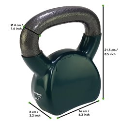 Tunturi Kettlebell - Gewicht 8kg - Groen - Vinyl - incl. gratis fitness app