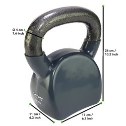 Tunturi Kettlebell - Gewicht 14kg - Grijs - Vinyl - incl. gratis fitness app