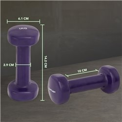 Tunturi Dumbbell set - 2 x 1,0 kg - Vinyl - Paars - Incl. gratis fitness app