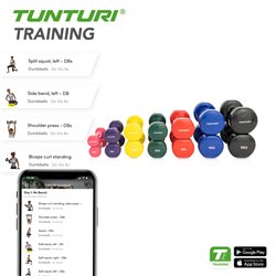 Tunturi Dumbbell set - 2 x 2,0 kg - Vinyl - Groen - incl. gratis fitness app