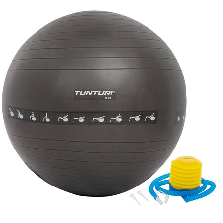 Goedkeuring zonde Middeleeuws Tunturi Fitnessbal - Gymball - Swiss ball - 65 cm - Anti burst - Incl. pomp  - Zwart - incl. gratis fitness app