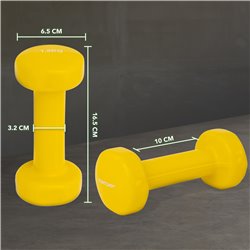 Tunturi Dumbbell set - 2 x 1,5 kg - Vinyl - Geel - Incl. gratis fitness app
