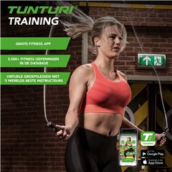 Tunturi Nylon Springtouw - Sport springtouw - Fitness springtouw met Houten Handgrepen - 280 cm - incl. gratis fitness app