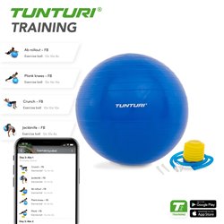Tunturi  Fitnessbal - Gymball - Swiss ball -  90 cm - Incl. pomp - Blauw - incl. gratis fitness app