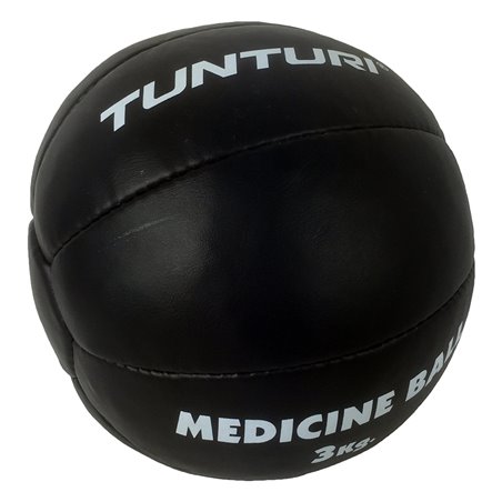 Tunturi Medicine Ball - Functional Training Ball - Medicijnbal - 3 kg - Zwart Leer - incl. gratis fitness app