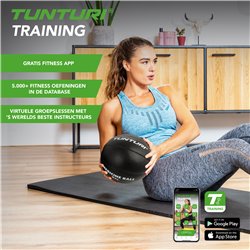 Tunturi Medicine Ball - Functional Training Ball - Medicijnbal - 3 kg - Zwart Leer - incl. gratis fitness app