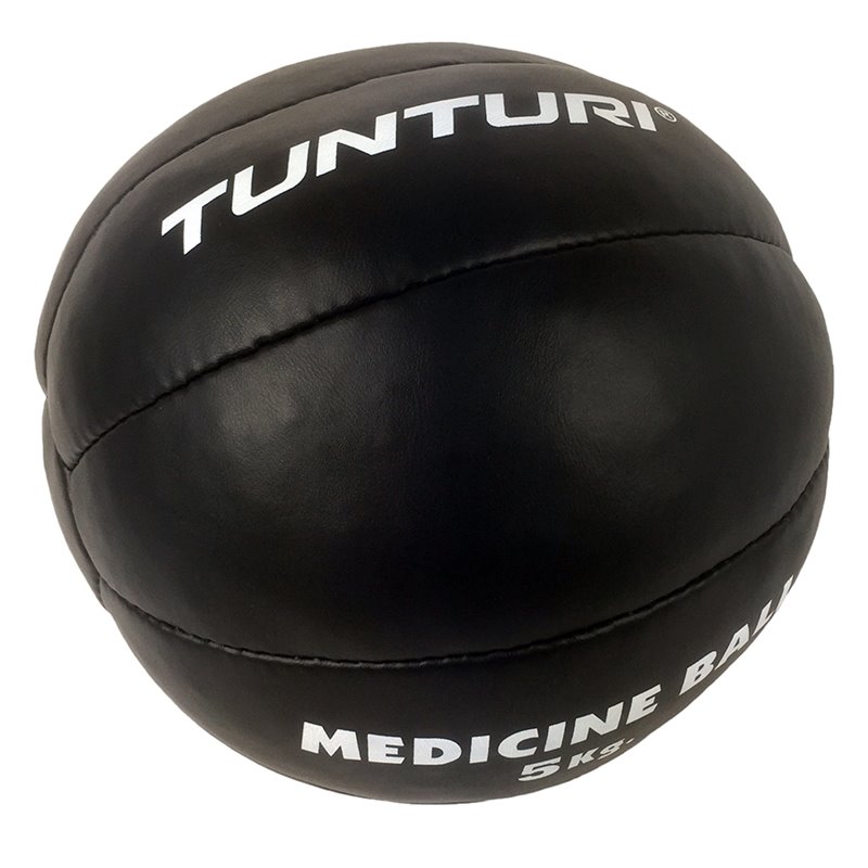 Tunturi Medicine Ball - Functional Training Ball - Medicijnbal - 5 kg - Zwart Leer - incl. gratis fitness app