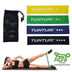Tunturi 4 Weerstandsbanden Set - Mini Power body band - Weerstandsband - Fitness elastiek - Fitnessband - Trainingsband - Gymnas