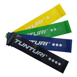 Tunturi 4 Weerstandsbanden Set - Mini Power body band - Weerstandsband - Fitness elastiek - Fitnessband - Trainingsband - Gymnas