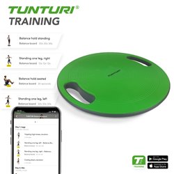 Tunturi Balans Bord - Balance board -  Met Handgrepen - Groen/Zwart - incl. gratis fitness app
