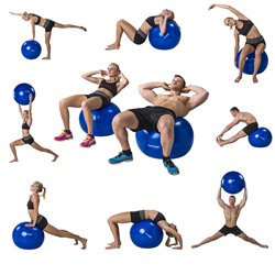 Tunturi Fitnessbal - Gymball - Swiss ball - 65 cm - Incl. pomp - Zilver - incl. gratis fitness app