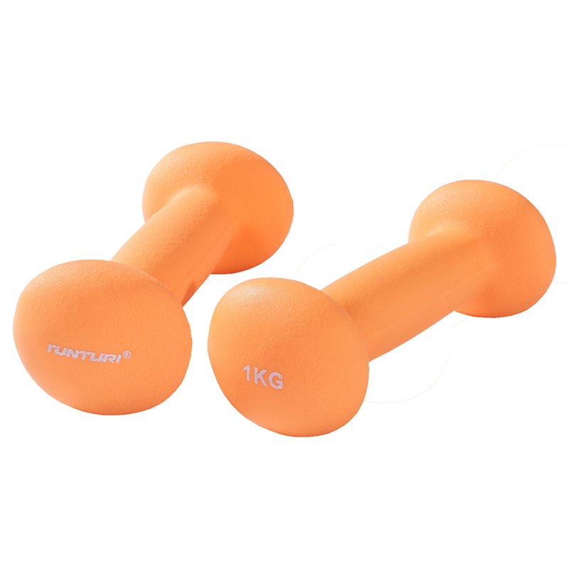 Tunturi Dumbbell set - 2 x 1,0 kg - Neopreen - Fluor Oranje - Incl. gratis fitness app