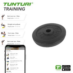 Tunturi Halterschijf - Halter gewichten - 1 x 5 kg - Ø 30 mm - Gietijzer - Incl. gratis fitness app