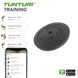 Tunturi Halterschijf - Halter gewichten - 1 x 10 kg - Ø 30 mm - Gietijzer - Incl. gratis fitness app