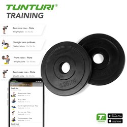 Tunturi Halterschijven - Halter gewichten - 2x 1,25 kg - 30mm - Rubber - incl. gratis fitness app