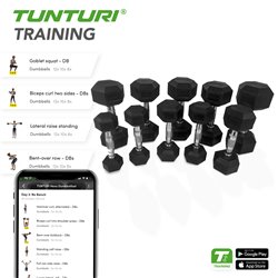 Tunturi Rubber Dumbbell Set - Dumbellset - 1-10 kg (10 sets - 1 t/m 10 kg) - incl. gratis fitness app