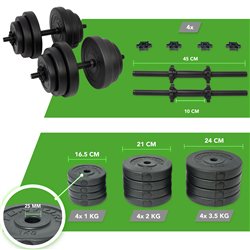 Tunturi Gewichten - Halterset - Dumbbell Set - 2 Stuks - Totaal 28kg - Zwart - Vinyl - incl. gratis fitness app