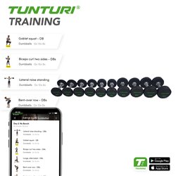 Tunturi Pro PU Dumbbell Set 14 t/m 32 kg - 1 paar - Halterset - incl. gratis fitness app