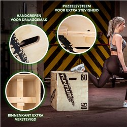 Tunturi Plyo Box voor krachttraining - Houten fitness kist - Jump box 40/50/60cm - incl. gratis fitness app