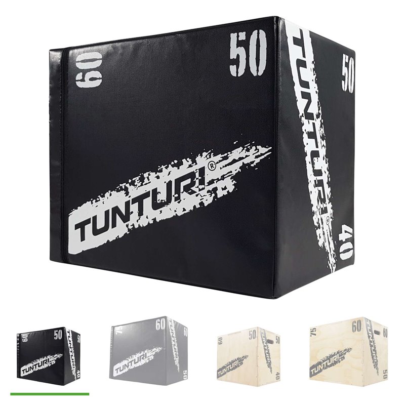 Tunturi Plyo Box voor krachttraining - Houten fitness kist met soft cover gemaakt van EVA materiaal - Jump box 40/50/60cm - incl