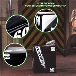 Tunturi Plyo Box voor krachttraining - Houten fitness kist met soft cover gemaakt van EVA materiaal - Jump box 50/60/75cm - incl