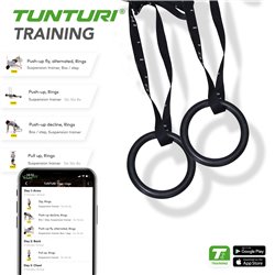 Tunturi Gymnastic rings kunststof - 23cm diameter - inclusief riem - incl. gratis fitness app