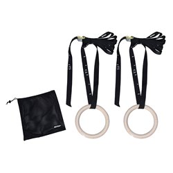 Tunturi Gymnastic rings hout - 23cm diameter - inclusief riem - incl. gratis fitness app