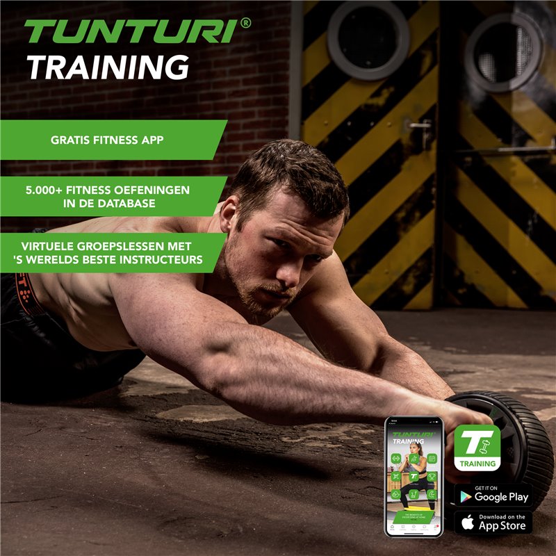 los van september Reis Tunturi AB roller- Buikspiertrainer - Trainingswiel - met NBR kniemat -  incl. gratis fitness app
