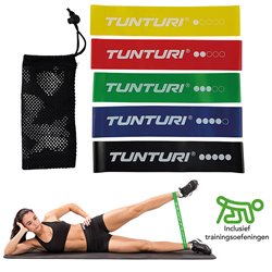 Tunturi Resistance Band Set - Weerstandsbanden - Fitness elastiek - 5 stuks - Incl. gratis fitness app