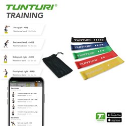 Tunturi Resistance Band Set - Weerstandsbanden - Fitness elastiek - 5 stuks - Incl. gratis fitness app