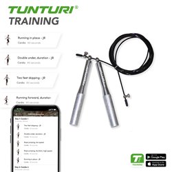 Tunturi Stalen verstelbare springtouw met lagers - met aluminium handvat - incl. gratis fitness app