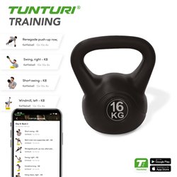 Tunturi PVC Kettle Bell - Kettlebell - 16 kg - Incl. gratis fitness app