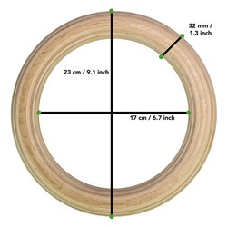 Tunturi Gymnastic rings hout - 32mm diameter - inclusief riem - incl. gratis fitness app