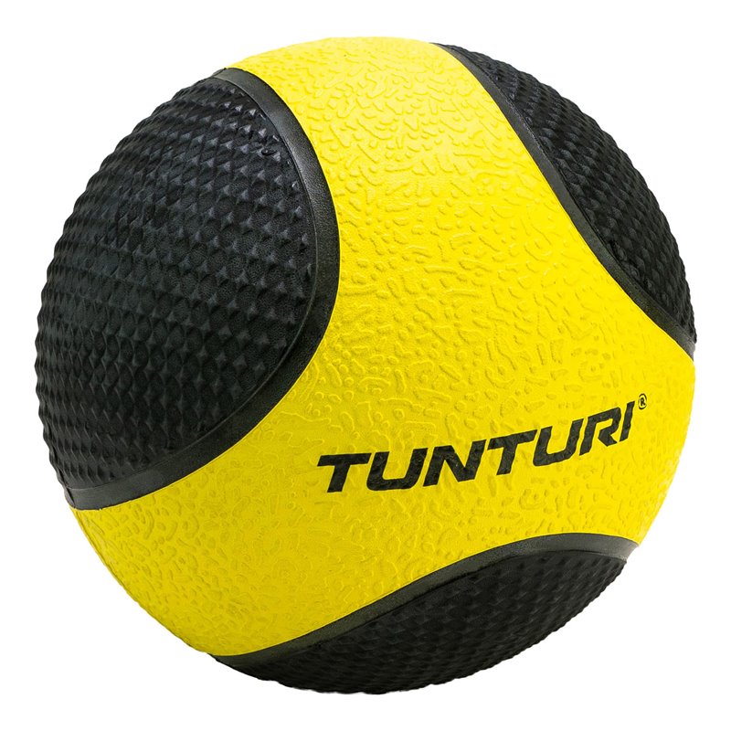 Tunturi Medicijnbal - Medicine Ball - Wall Ball  - 1kg - Geel/Zwart - Rubber - incl. gratis fitness app