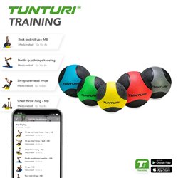Tunturi  Medicine Ball - Medicijnbal - 4kg - Blauw/Zwart - Rubber - incl. gratis fitness app