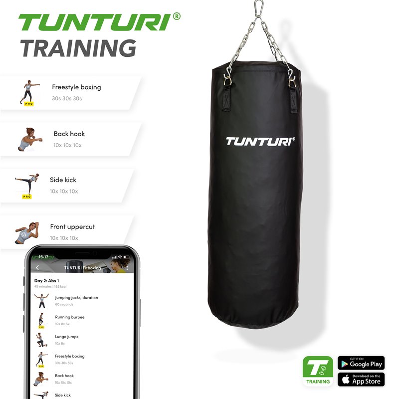 Bekentenis Facet Bewust worden Tunturi Bokszak - Stootzak - Boxzak - 100 cm - Gevuld en inclusief ketting  - incl. gratis fitness app