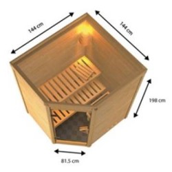Karibu massief houten 230V Sauna Nadja 172 X 158 X 202 cm